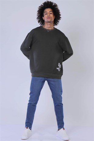 Erkek Oversize Sweatshirt Esw 1800 HAKİErkek Oversize Sweatshirt Esw 1800 HAKİ
